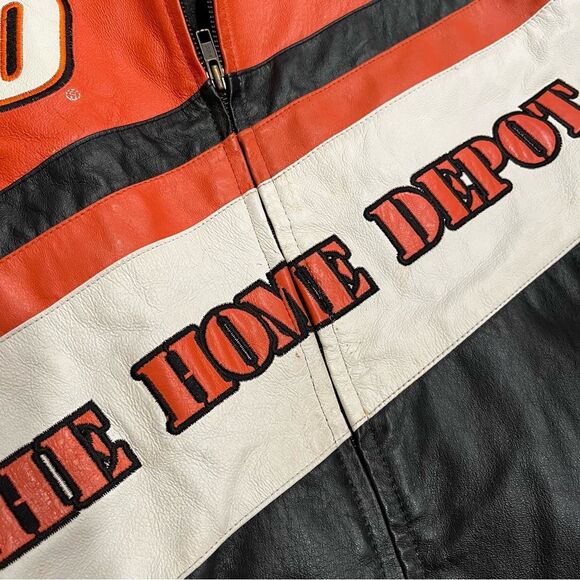 Vintage Chase Authentics Leather Home Depot Racing Tony Stewart Jacket Size L - Picture 2 of 12